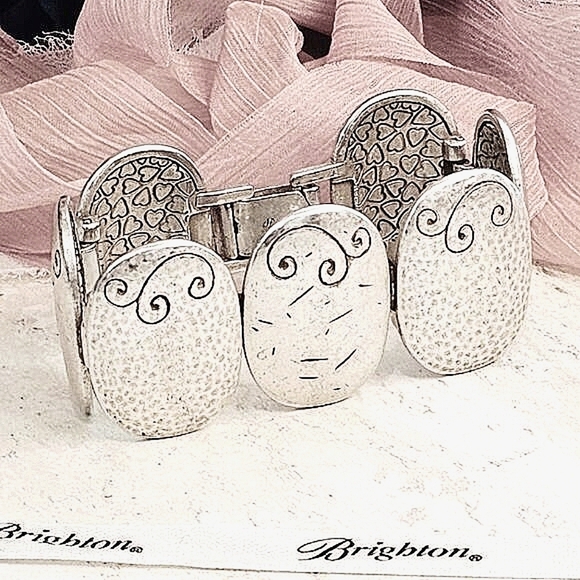 Brighton Natural Elements Brushed Silver Hammered Textured Bracelet - Picture 2 of 6